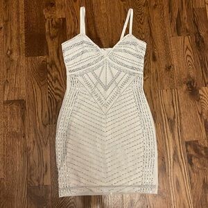 White and silver rhinestone Windsor formal/semi formal mini dress
